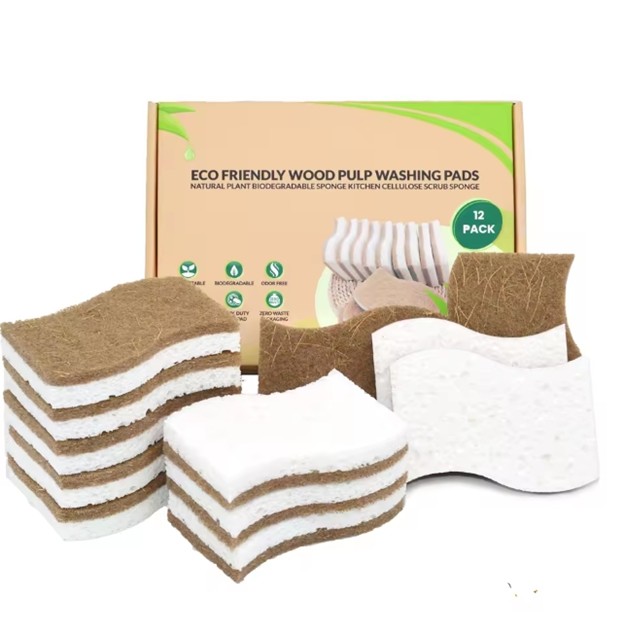 Eco-Friendly Coconut Complex Cellulose Scrub Sponges for Dish Cleaning Kitchen